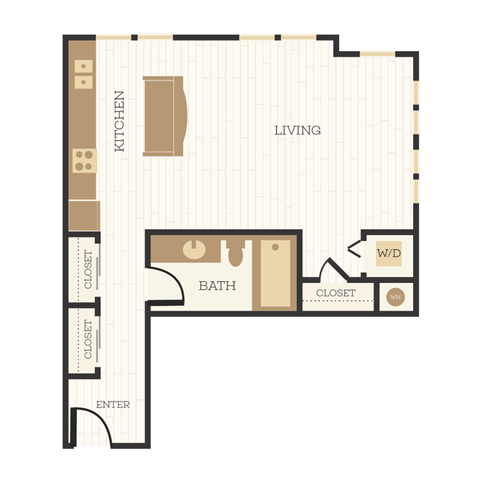 Floor plan for studio, 1 bath, 552 sqft